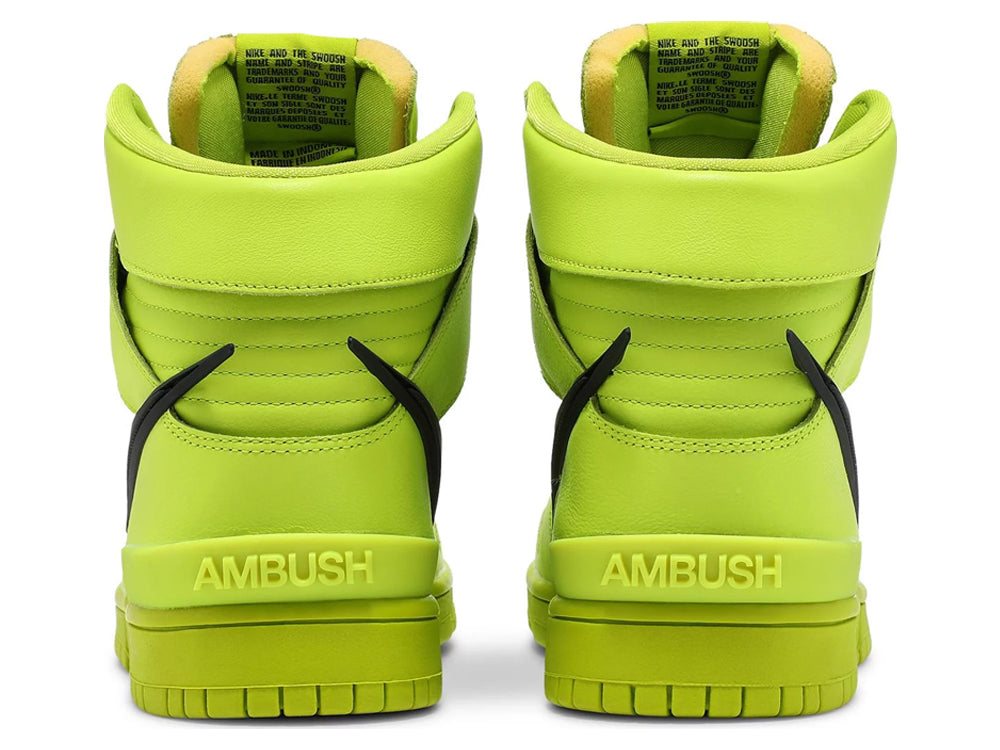 Nike dunk high AMBUSH flash lime back